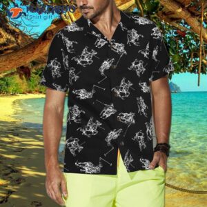 polo smoke black and white pattern hawaiian shirt 0