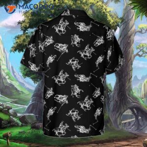 polo smoke black and white pattern hawaiian shirt 1
