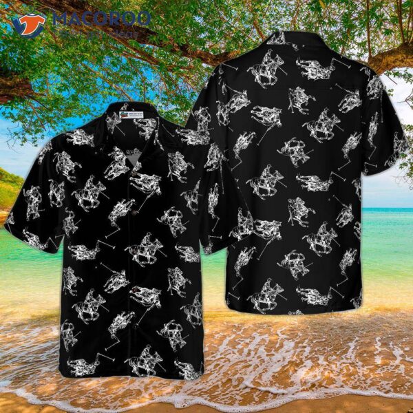 Polo Smoke Black And White Pattern Hawaiian Shirt