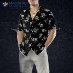 polo smoke black and white pattern hawaiian shirt 4