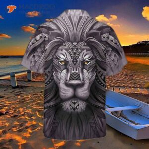 polynesian lion tattoo hawaiian shirt button up shirt for and cool gift lovers 1