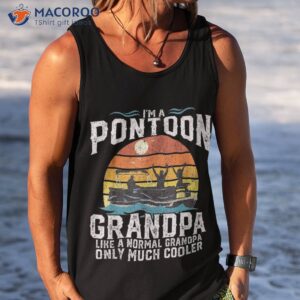 pontoon grandpa captain retro funny boating fathers day gift shirt tank top