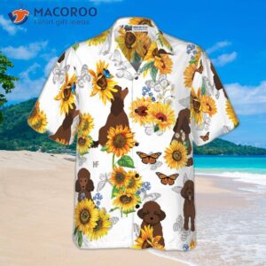 poodle lover wearing a sunflower hawaiian shirt 3