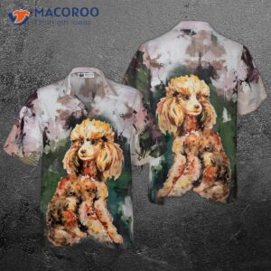 poodle portrait for poodle lovers hawaiian shirt dog and landscape waterbrush art painting 2