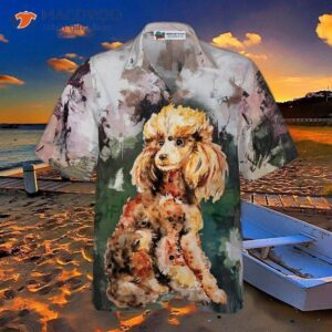 poodle portrait for poodle lovers hawaiian shirt dog and landscape waterbrush art painting 3