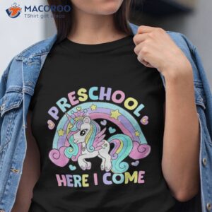 preschool here i come funny unicorn girls back to school shirt tshirt