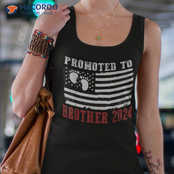 Promoted To Brother 2024 Baby Reveal Usa American Flag Shirt