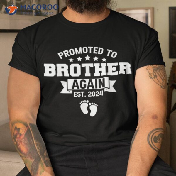 Promoted To Brother Again 2024 Funny Pregnancy Announcet Shirt