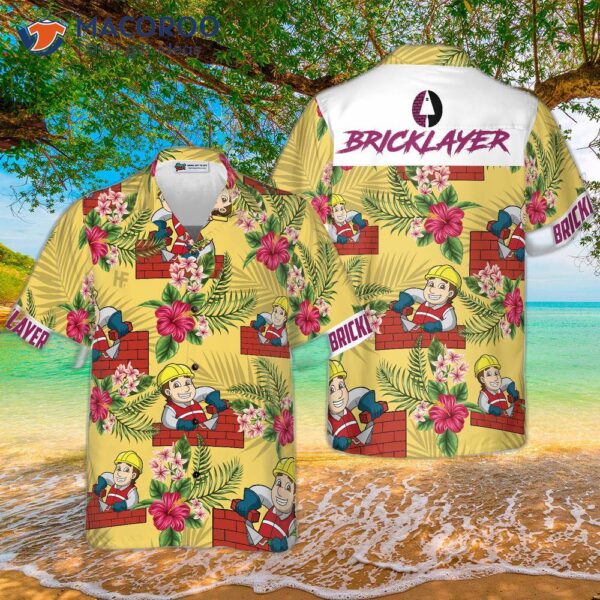 Proud Bricklayer Wearing A Hawaiian Shirt.