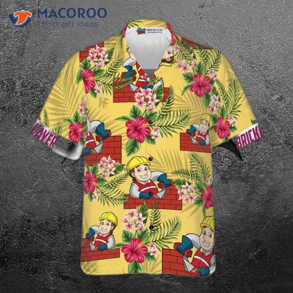 Proud Bricklayer Wearing A Hawaiian Shirt.