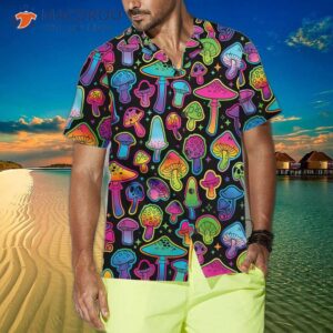 psychedelic mushroom pattern hawaiian shirt printed trippy shirt for and 3