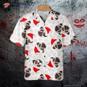 pug dog in santa hat hawaiian shirt funny christmas gift for lovers 2