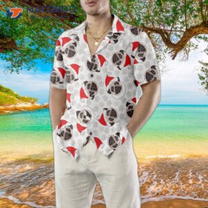 pug dog in santa hat hawaiian shirt funny christmas gift for lovers 3