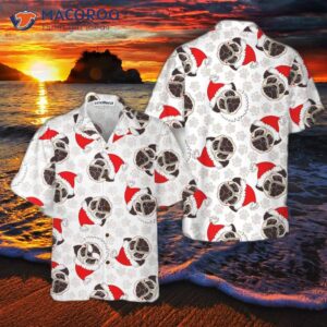 pug dog in santa hat hawaiian shirt funny christmas gift for lovers 4