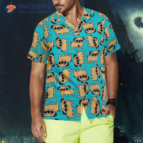 Pug Dog Seamless Pattern Shirt For Hawaiian