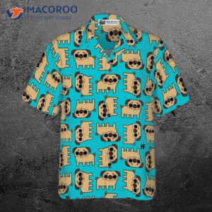 pug dog seamless pattern shirt for hawaiian 3