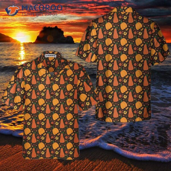 Pumpkin And Falling Leaves Hawaiian Shirt, Fall Thanksgiving Gift For Day