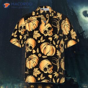 pumpkin and skull halloween hawaiian shirt 3