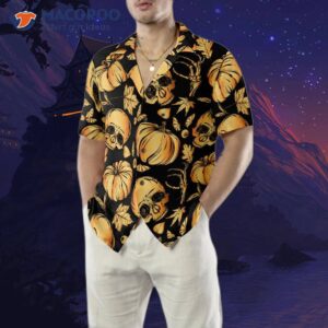 pumpkin and skull halloween hawaiian shirt 4
