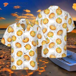 pumpkin candy halloween spider web and hawaiian shirt 2