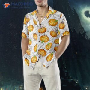 pumpkin candy halloween spider web and hawaiian shirt 4