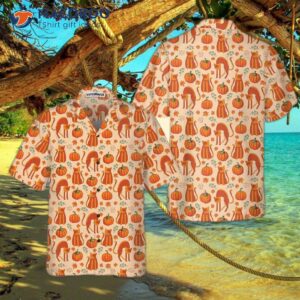 pumpkin cats lover thanksgiving hawaiian shirt gift for cat 4