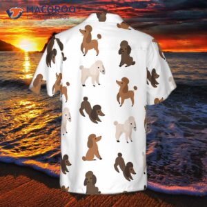 Puppies Run Around In A Hawaiian Shirt With Poodle On It.