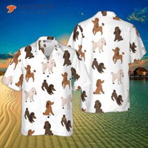 puppies run around in a hawaiian shirt with poodle on it 2