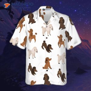 puppies run around in a hawaiian shirt with poodle on it 3