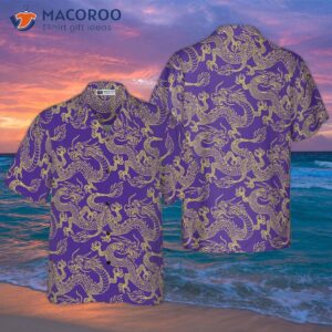 purple and gold edition oriental dragon hawaiian shirt 2