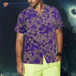 purple and gold edition oriental dragon hawaiian shirt 3