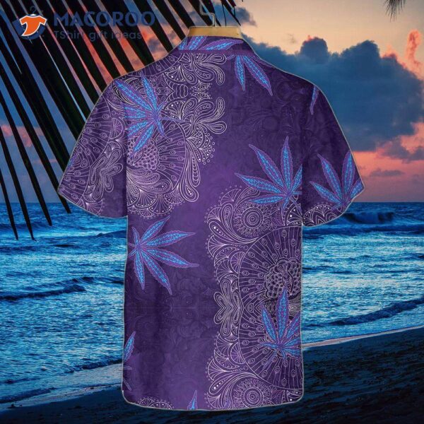 Purple Hippie Marijuana Mandala Hawaiian Shirt, Unique Seamless Pattern Best Gift