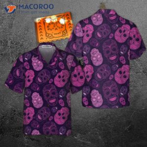 purple midnight sugar skull hawaiian shirt unique day of the dead shirt for and 3