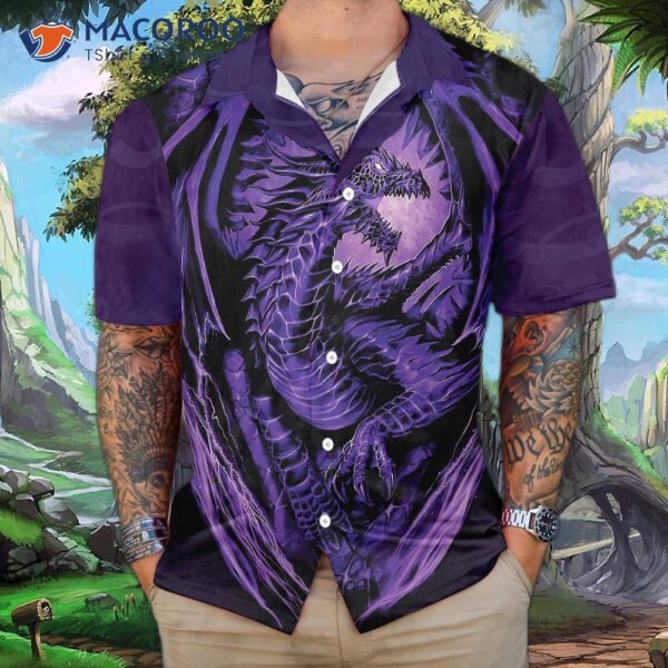 Purple Neon Dragon Hawaiian Shirt, Black And Shirt: Best Gift For Lovers