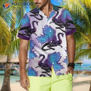 Purple Ombre Dragon Hawaiian Shirt, 3d Neon Shirt; Best Gift For Lovers