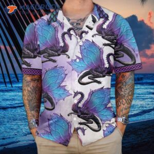 purple ombre dragon hawaiian shirt 3d neon shirt best gift for lovers 3