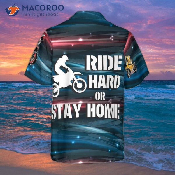 Racing Motorcycle-print Hawaiian Shirt