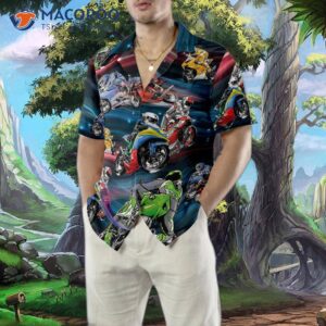 racing motorcycle print hawaiian shirt 4