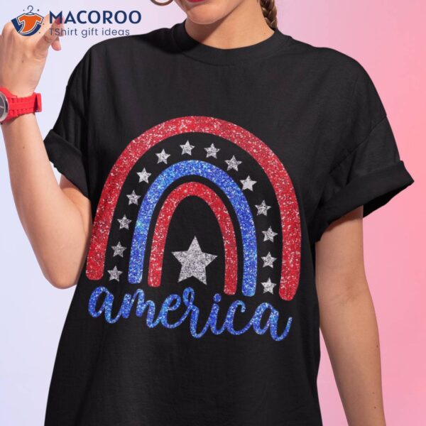 Rainbow America American Flag Patriotic 4th Of July Boy Girl Shirt