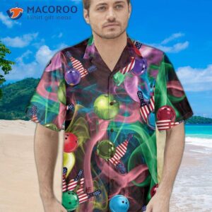 rainbow smoke and american flag bowling hawaiian shirt best shirt for 4