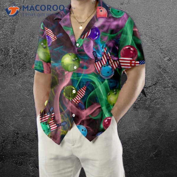 Rainbow Smoke And American Flag Bowling Hawaiian Shirt: Best Shirt For