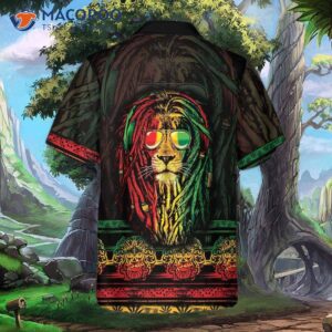 rasta lion with cannabis marijuana hawaiian shirt button up shirt for and cool gift lover 1