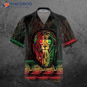rasta lion with cannabis marijuana hawaiian shirt button up shirt for and cool gift lover 2