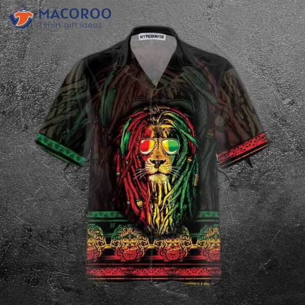 Rasta Lion With Cannabis Marijuana Hawaiian Shirt, Button Up Shirt For And , Cool Gift Lover