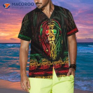 rasta lion with cannabis marijuana hawaiian shirt button up shirt for and cool gift lover 3