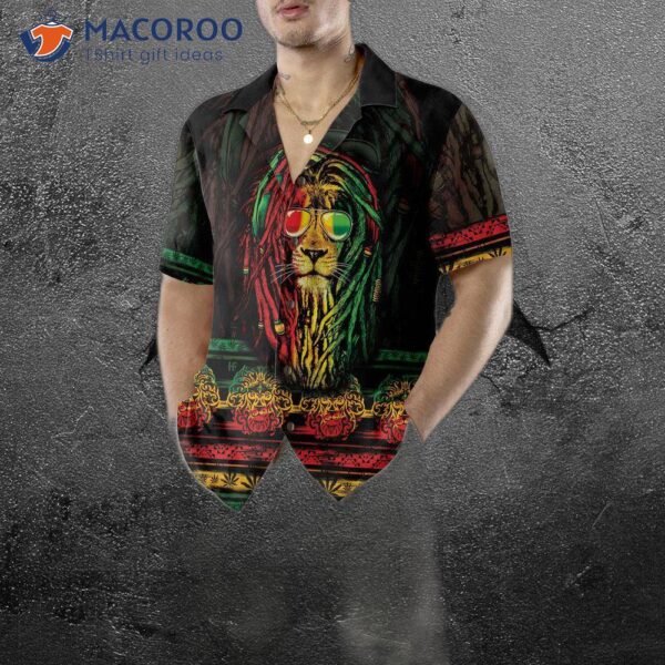 Rasta Lion With Cannabis Marijuana Hawaiian Shirt, Button Up Shirt For And , Cool Gift Lover