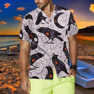 raven and skull halloween hawaiian shirt shirt for 0