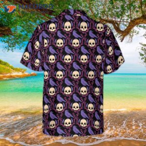 raven skull halloween shirt for hawaiian 1
