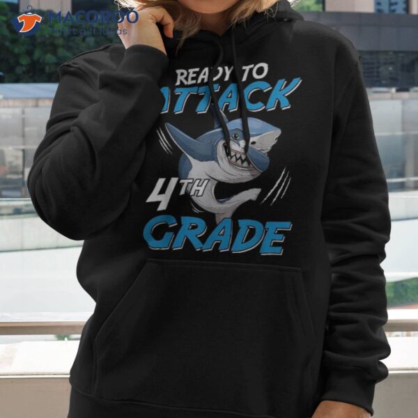 Ready To Attack 4th Grade Shark Funny Back School Gifts Shirt