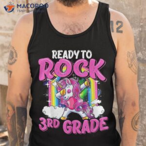 ready to rock 3rd grade dabbing unicorn back school girls shirt tank top